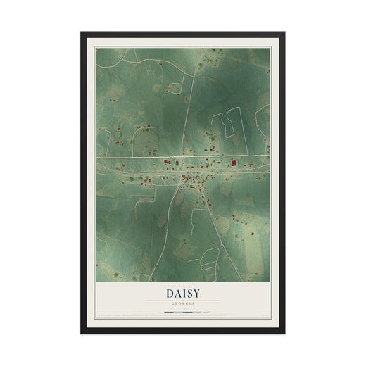 Map of Daisy, Georgia, 12 x 18 inch print in a black wood frame