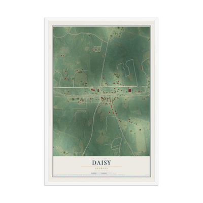 Daisy, Georgia map print, 12" x 18" W/ White Ayous Wood Frame mockup