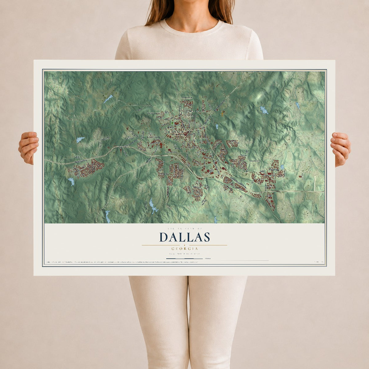Dallas, Georgia map print, 24" x 36" Archival Matte Print mockup