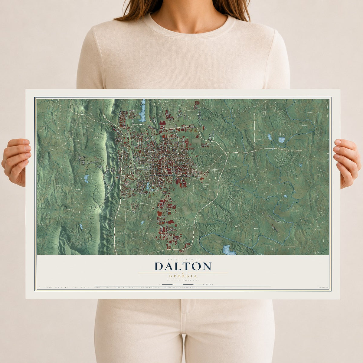Dalton, Georgia map print, 12" x 18" Archival Matte Print mockup