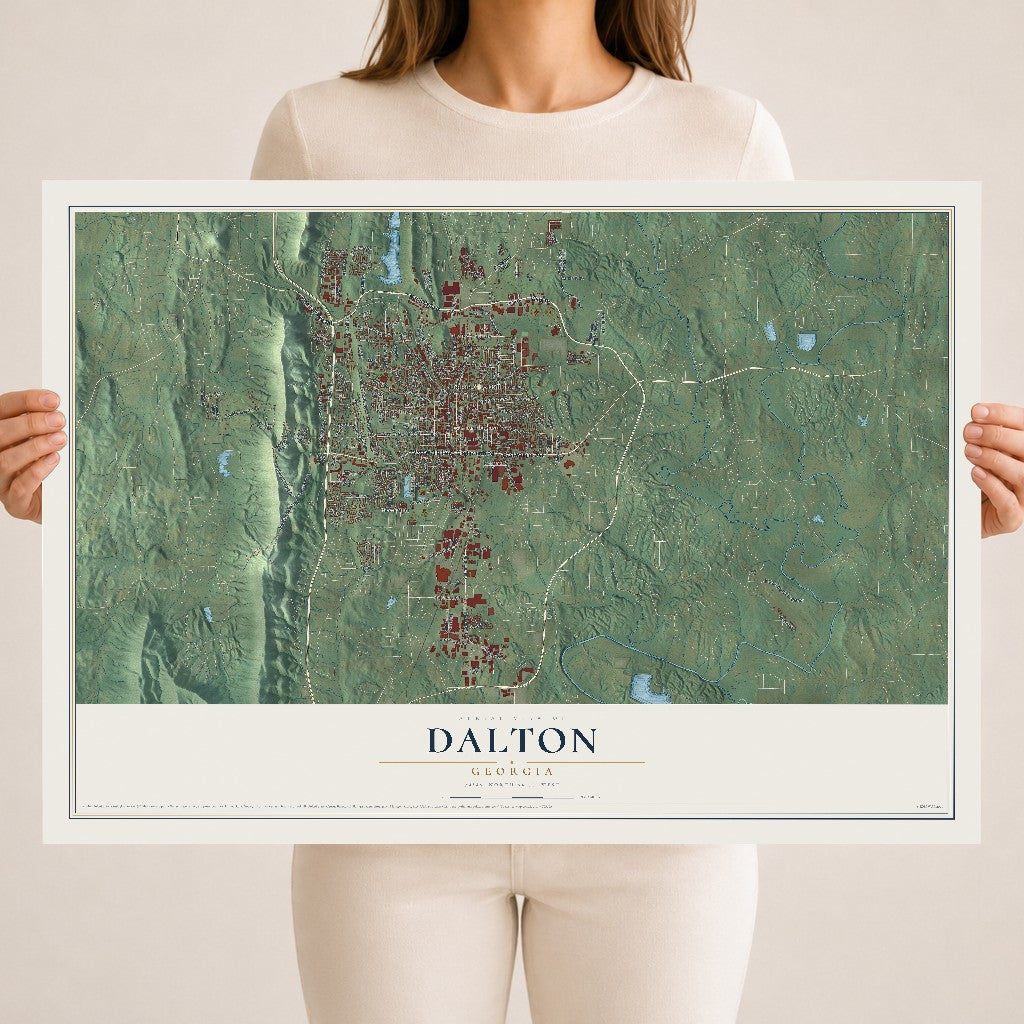 Dalton, Georgia map print, 18" x 24" Archival Matte Print mockup