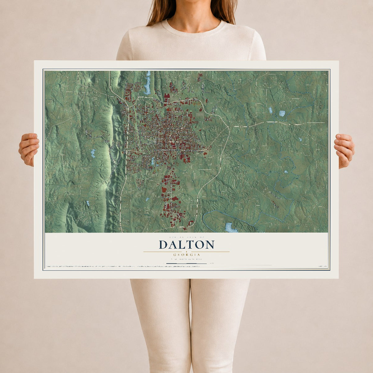 Dalton, Georgia map print, 24" x 36" Archival Matte Print mockup