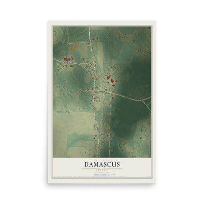 Damascus, Georgia map print, 12" x 18" Archival Matte Print mockup