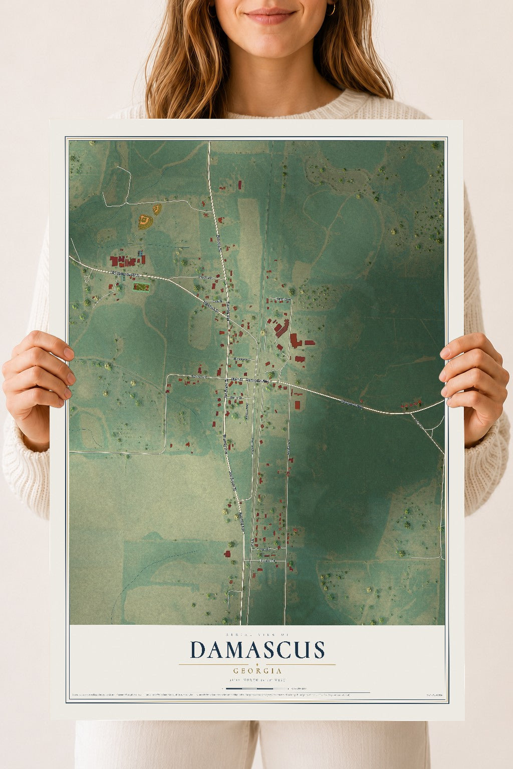 Damascus, Georgia map print, 18" x 24" Archival Matte Print mockup