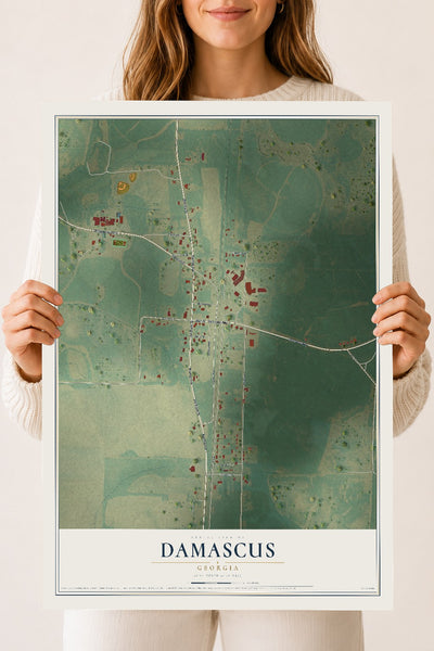 Damascus, Georgia map print, 18" x 24" Archival Matte Print mockup