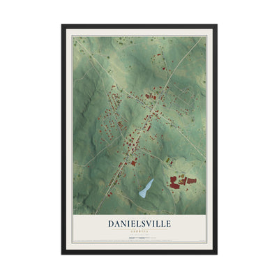 Danielsville, Georgia map print, 12" x 18" W/ Black Ayous Wood Frame mockup
