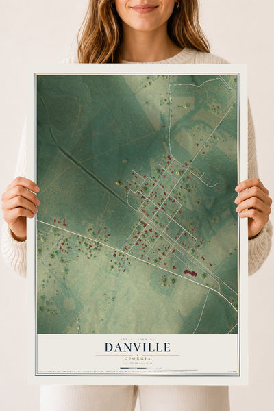 Danville, Georgia map print, 18" x 24" Archival Matte Print mockup
