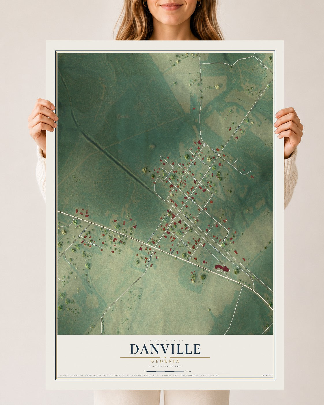 Danville, Georgia map print, 24" x 36" Archival Matte Print mockup