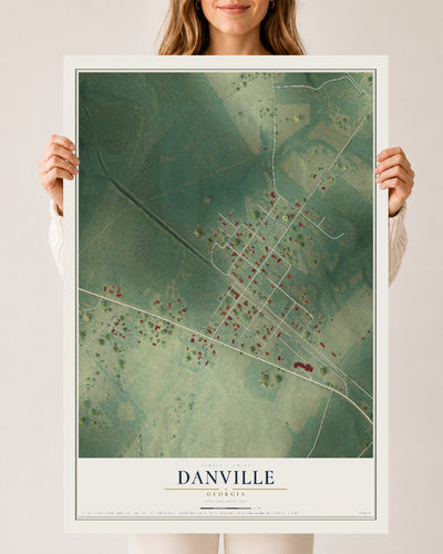 Danville, Georgia map print, 24" x 36" Archival Matte Print mockup