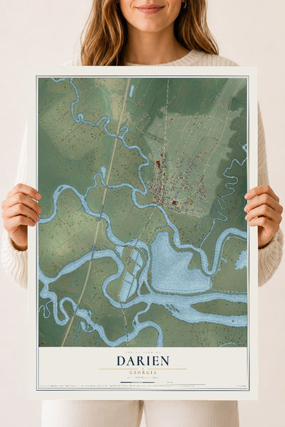 Darien, Georgia map print, 18" x 24" Archival Matte Print mockup