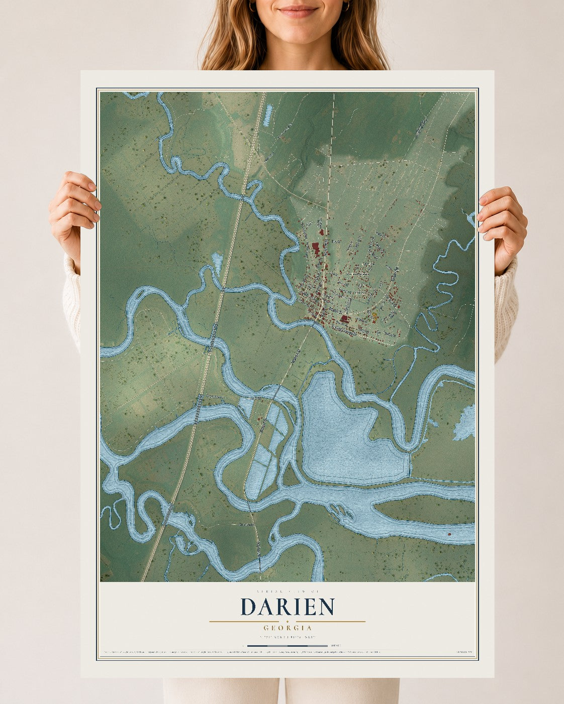 Darien, Georgia map print, 24" x 36" Archival Matte Print mockup