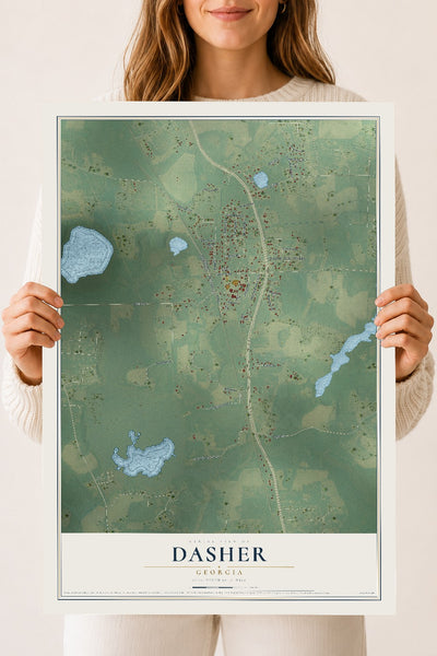 Dasher, Georgia map print, 18" x 24" Archival Matte Print mockup