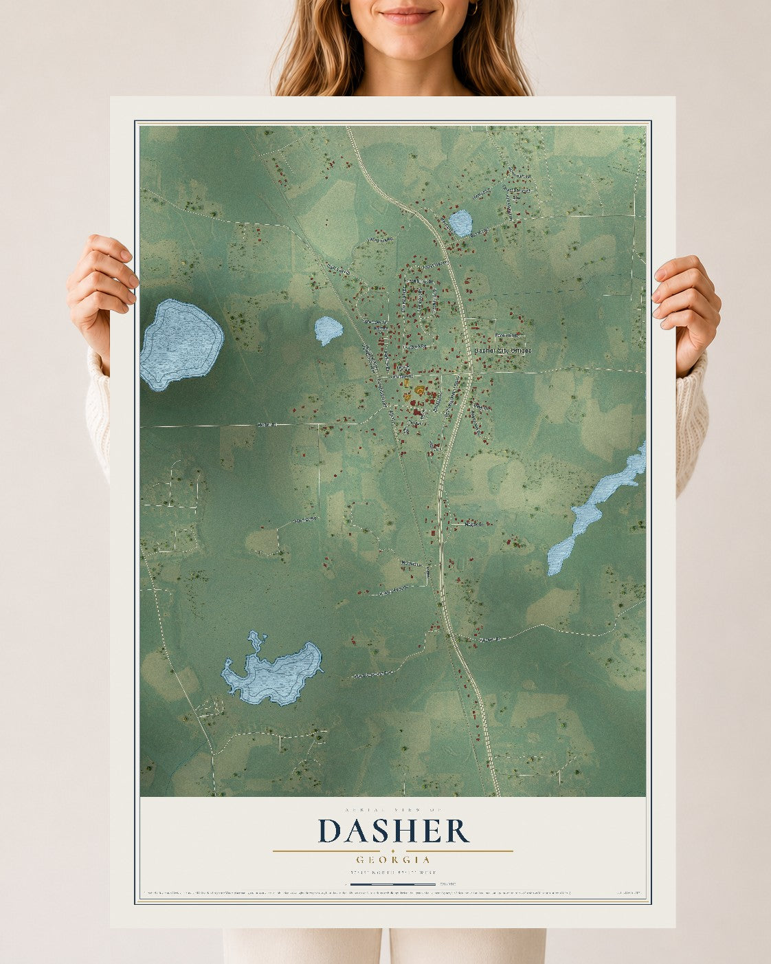 Dasher, Georgia map print, 24" x 36" Archival Matte Print mockup