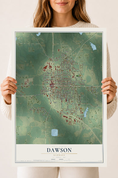 Dawson, Georgia map print, 18" x 24" Archival Matte Print mockup