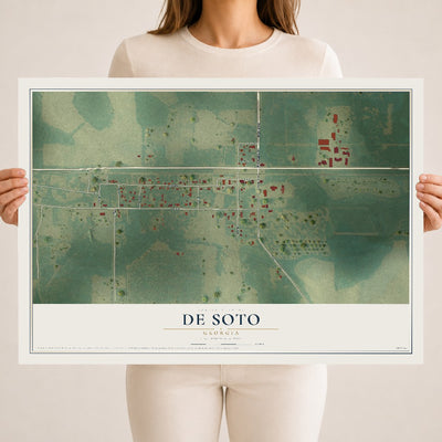 De Soto, Georgia map print, 18" x 24" Archival Matte Print mockup