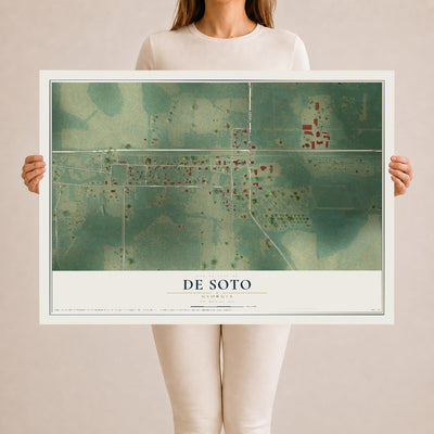 De Soto, Georgia map print, 24" x 36" Archival Matte Print mockup