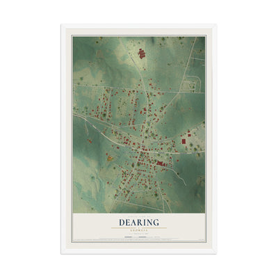 Dearing, Georgia map print, 12" x 18" W/ White Ayous Wood Frame mockup