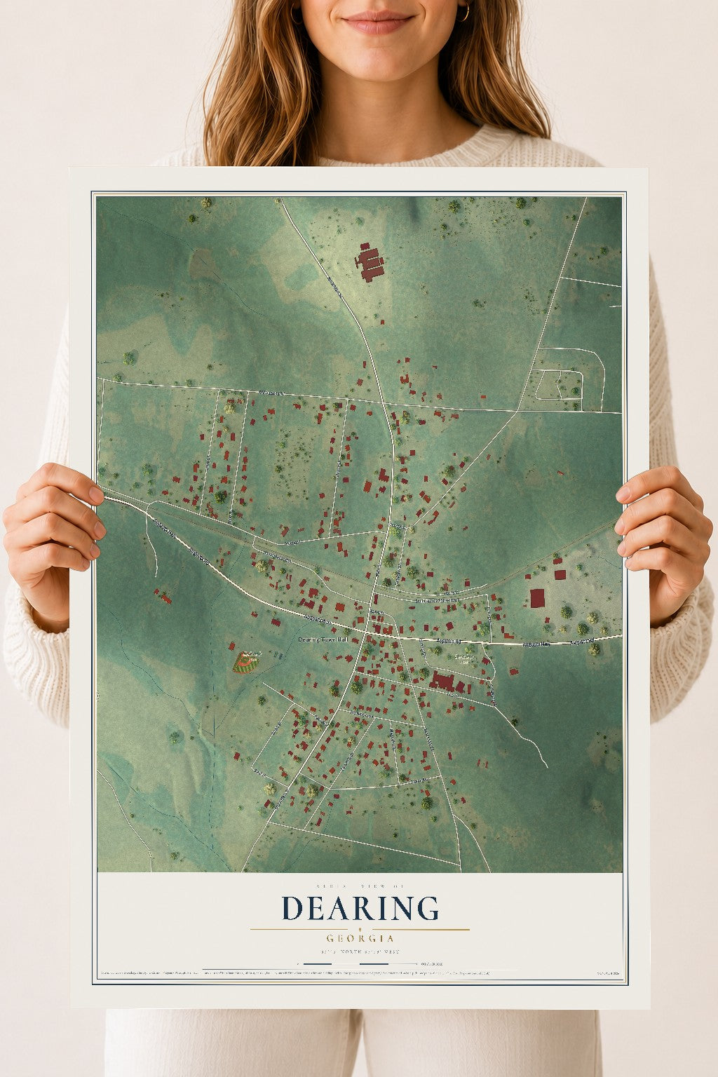 Dearing, Georgia map print, 18" x 24" Archival Matte Print mockup