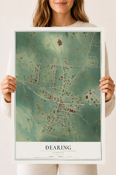 Dearing, Georgia map print, 18" x 24" Archival Matte Print mockup