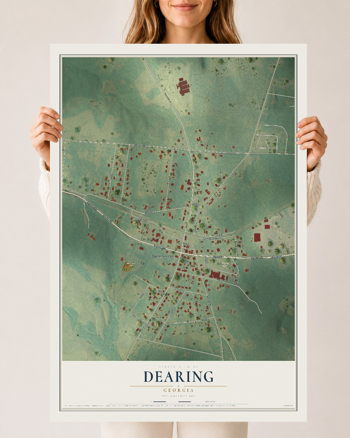 Dearing, Georgia map print, 24" x 36" Archival Matte Print mockup