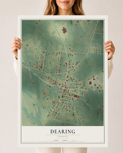 Dearing, Georgia map print, 24" x 36" Archival Matte Print mockup