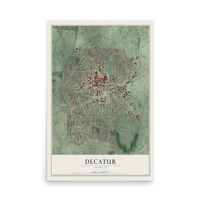 Decatur, Georgia map print, 12" x 18" Archival Matte Print mockup