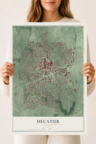 Decatur, Georgia map print, 18" x 24" Archival Matte Print mockup