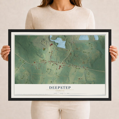 Deepstep, Georgia map print, 12" x 18" W/ Black Ayous Wood Frame mockup