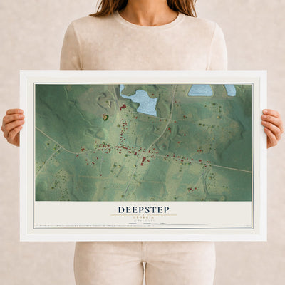 Deepstep, Georgia map print, 12" x 18" W/ White Ayous Wood Frame mockup