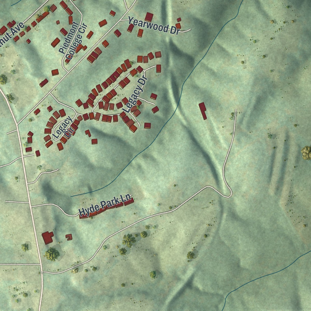 Close-up 2 of the Demorest, Georgia map artwork