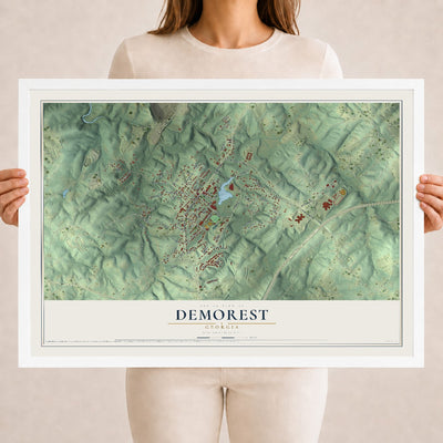 Demorest, Georgia map print, 18" x 24" W/ White Ayous Wood Frame mockup