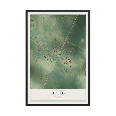 Denton, Georgia map print, 12" x 18" W/ Black Ayous Wood Frame mockup