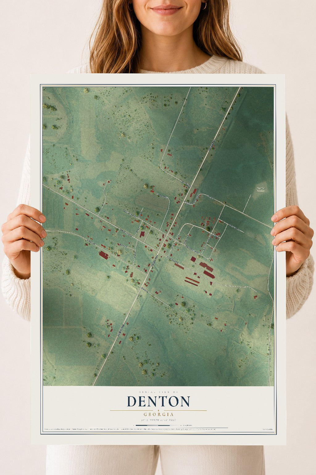Denton, Georgia map print, 18" x 24" Archival Matte Print mockup