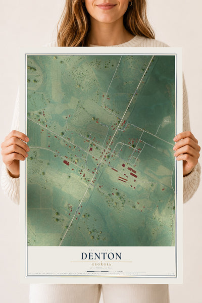 Denton, Georgia map print, 18" x 24" Archival Matte Print mockup