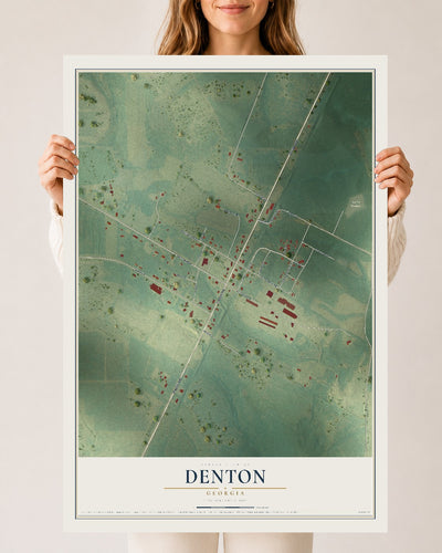 Denton, Georgia map print, 24" x 36" Archival Matte Print mockup