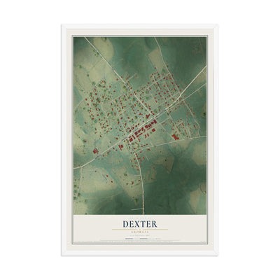 Dexter, Georgia map print, 12" x 18" W/ White Ayous Wood Frame mockup