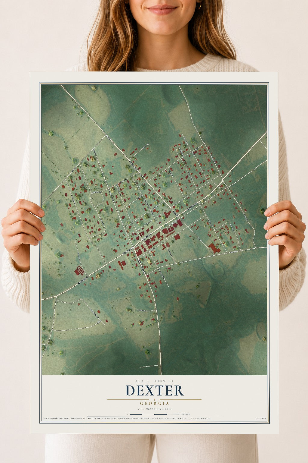 Dexter, Georgia map print, 18" x 24" Archival Matte Print mockup