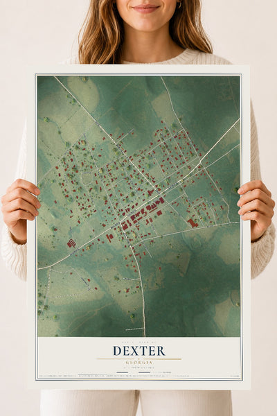 Dexter, Georgia map print, 18" x 24" Archival Matte Print mockup