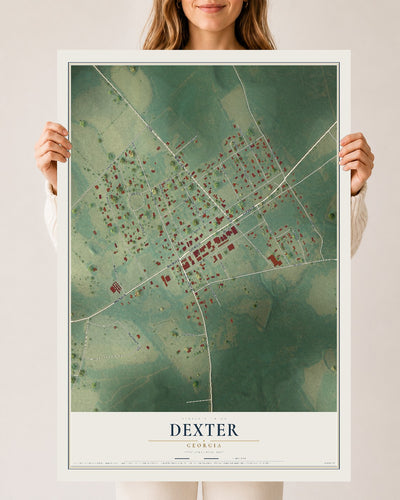 Dexter, Georgia map print, 24" x 36" Archival Matte Print mockup