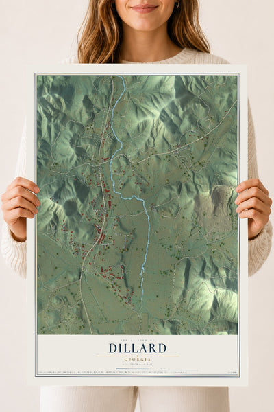 Dillard, Georgia map print, 18" x 24" Archival Matte Print mockup