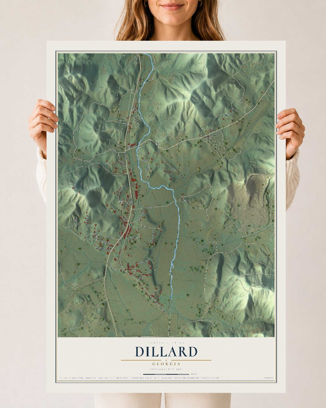 Dillard, Georgia map print, 24" x 36" Archival Matte Print mockup