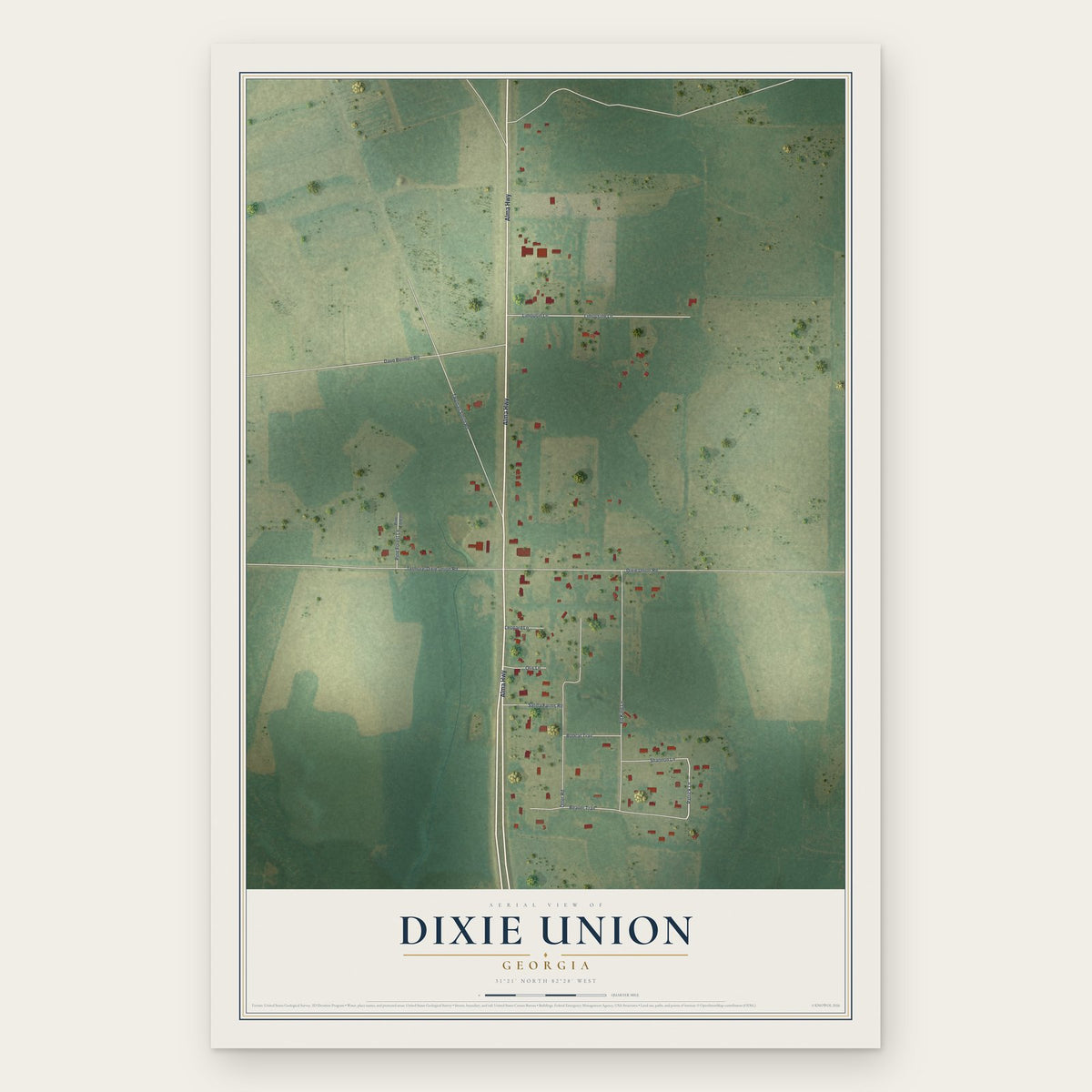 Dixie Union, Georgia map print, the full design