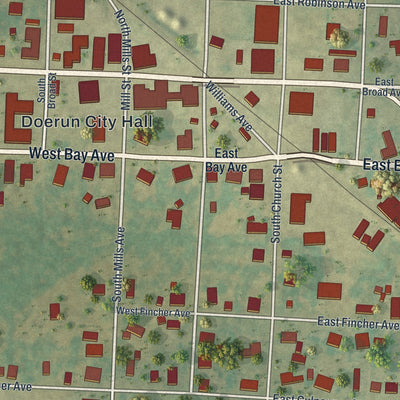 Close-up 1 of the Doerun, Georgia map artwork