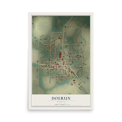Doerun, Georgia map print, 12" x 18" Archival Matte Print mockup