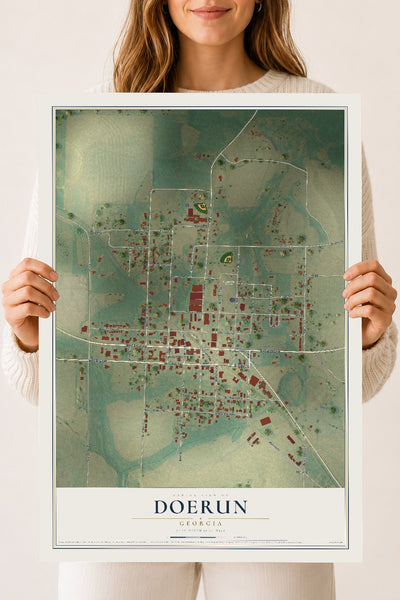 Doerun, Georgia map print, 18" x 24" Archival Matte Print mockup