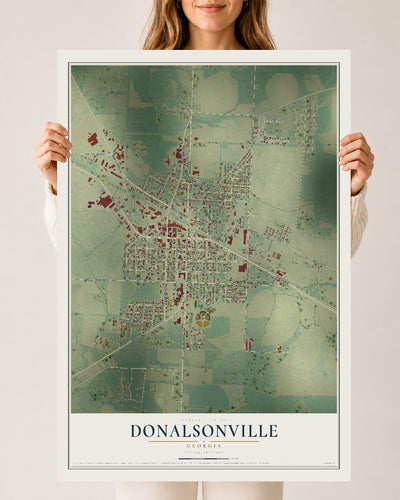 Donalsonville, Georgia map print, 24" x 36" Archival Matte Print mockup
