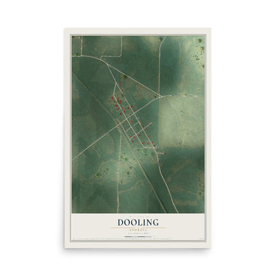 Dooling, Georgia map print, 12" x 18" Archival Matte Print mockup