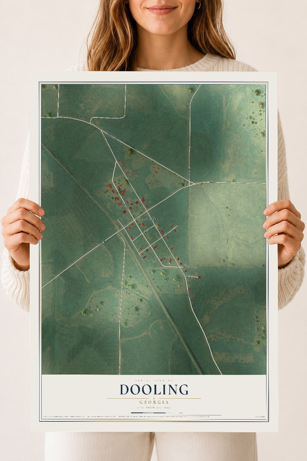 Dooling, Georgia map print, 18" x 24" Archival Matte Print mockup