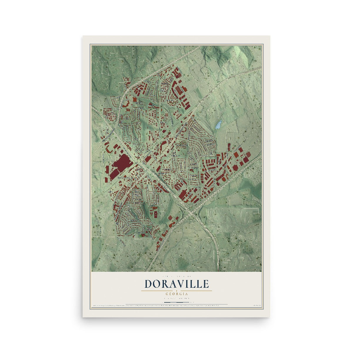 Doraville, Georgia map print, 12" x 18" Archival Matte Print mockup