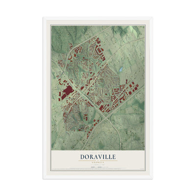 Doraville, Georgia map print, 12" x 18" W/ White Ayous Wood Frame mockup
